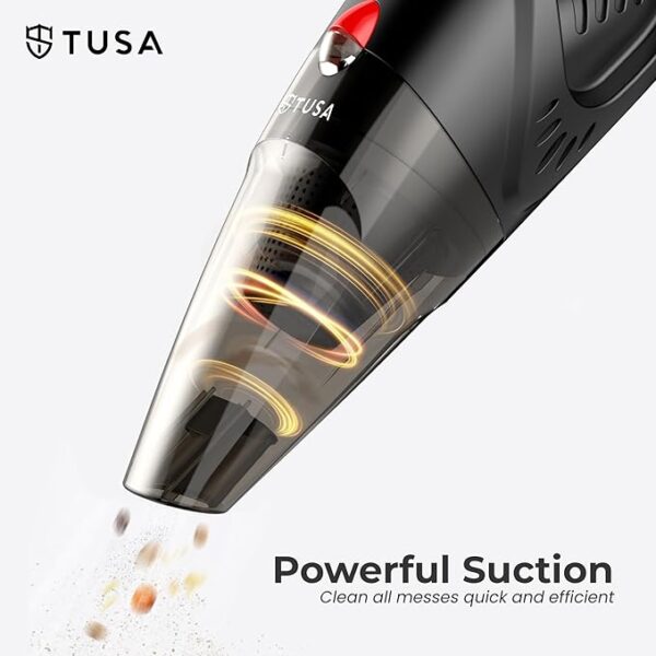 Tusa Cordless Vacuum Cleaner for Car & Home | 2X Powerfull Suction, Dual Mode Battery 6000mAh & 12V DC Car Port | High Power Portable Lightweight Wireless Vacuum, Rechargeable (V1) - Image 5