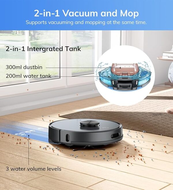 ILIFE A20 Pro Robot Vacuum Cleaner & Mopping,6500Pa Strong Suction,Advanced LiDAR Navigation,Customized Cleaning Upto 4500sft,5200mAh,WiFi App,Alexa,GH,Ideal for Cats,Dogs Hair - Image 4